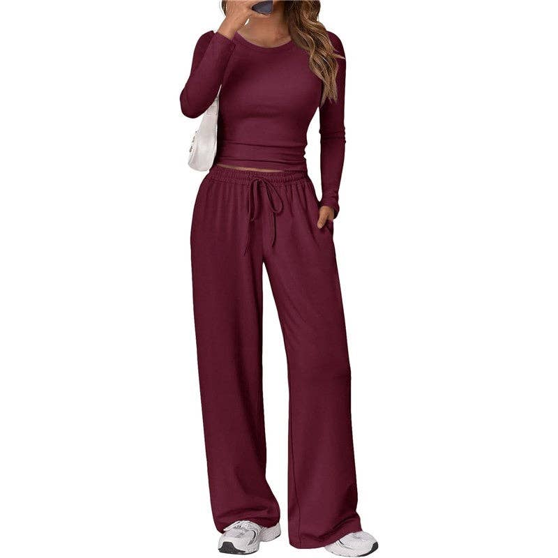 Casual Sportswear Yoga Set Long Sleeve: LIGHT COFFEE / M