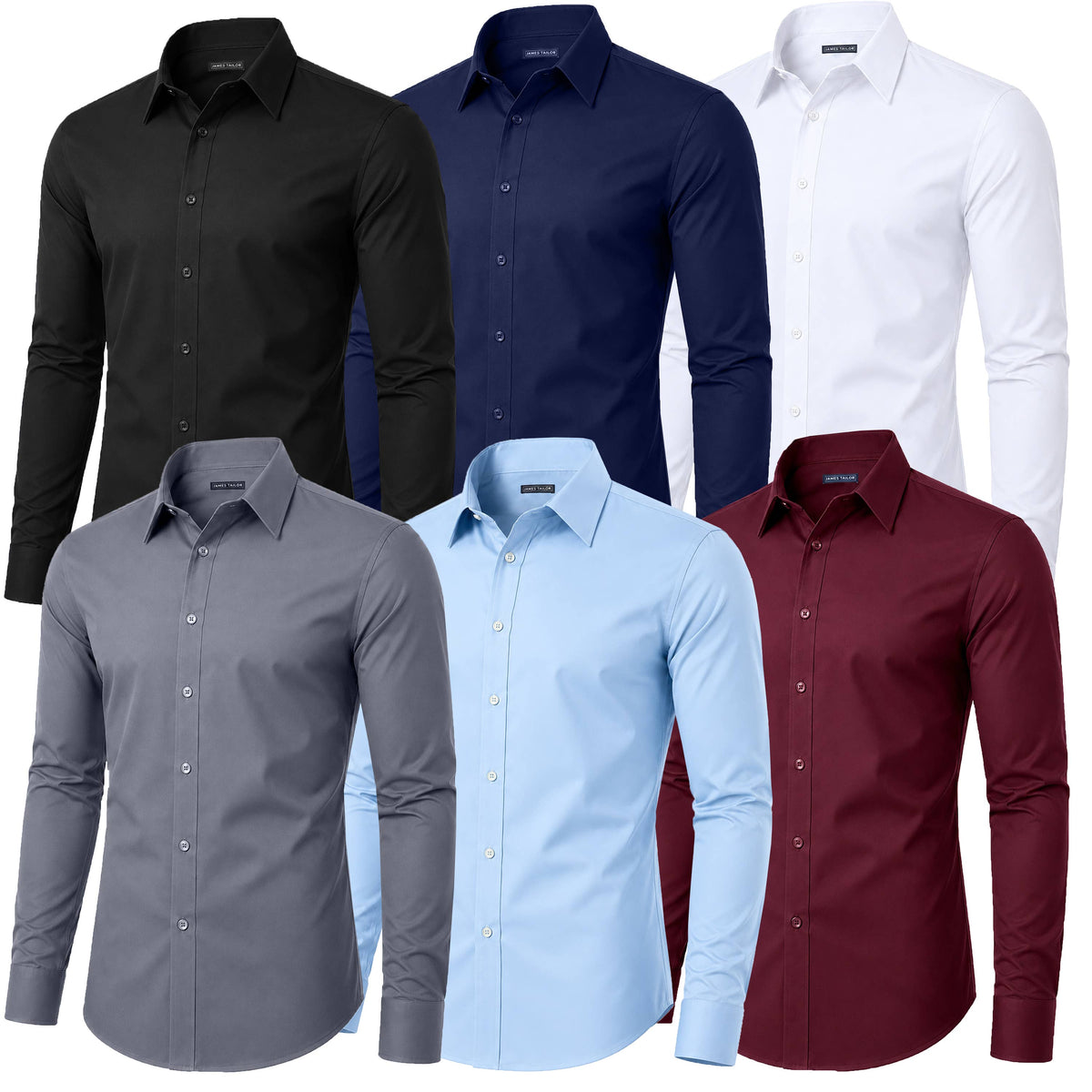 Men's Long Sleeve Untucked Stretch Dress Shirt (S-3XL): White / M