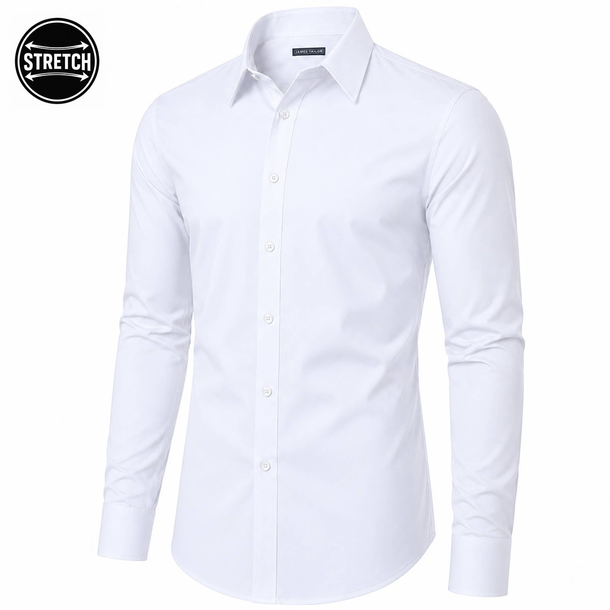 Men's Long Sleeve Untucked Stretch Dress Shirt (S-3XL): White / L