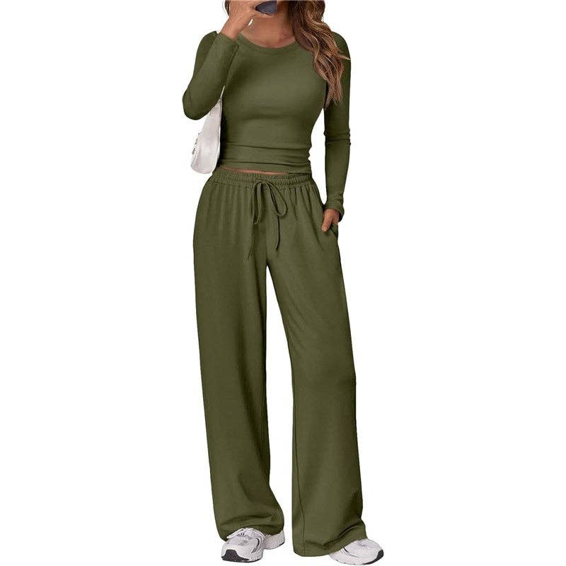 Casual Sportswear Yoga Set Long Sleeve: BLACK / M