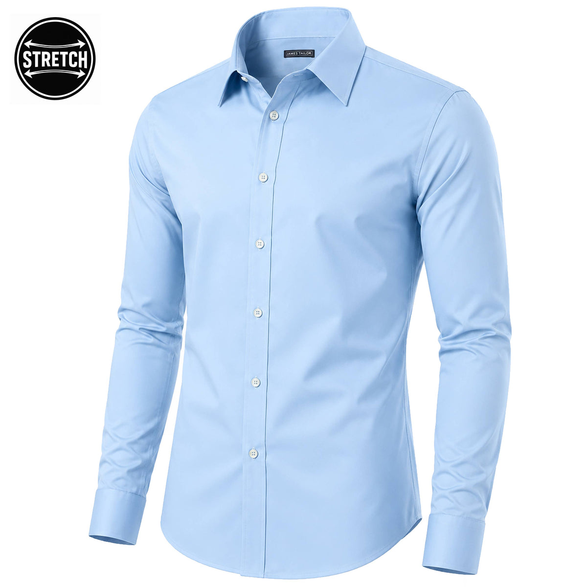 Men's Long Sleeve Untucked Stretch Dress Shirt (S-3XL): White / M