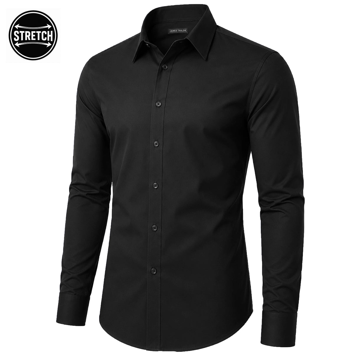 Men's Long Sleeve Untucked Stretch Dress Shirt (S-3XL): White / M