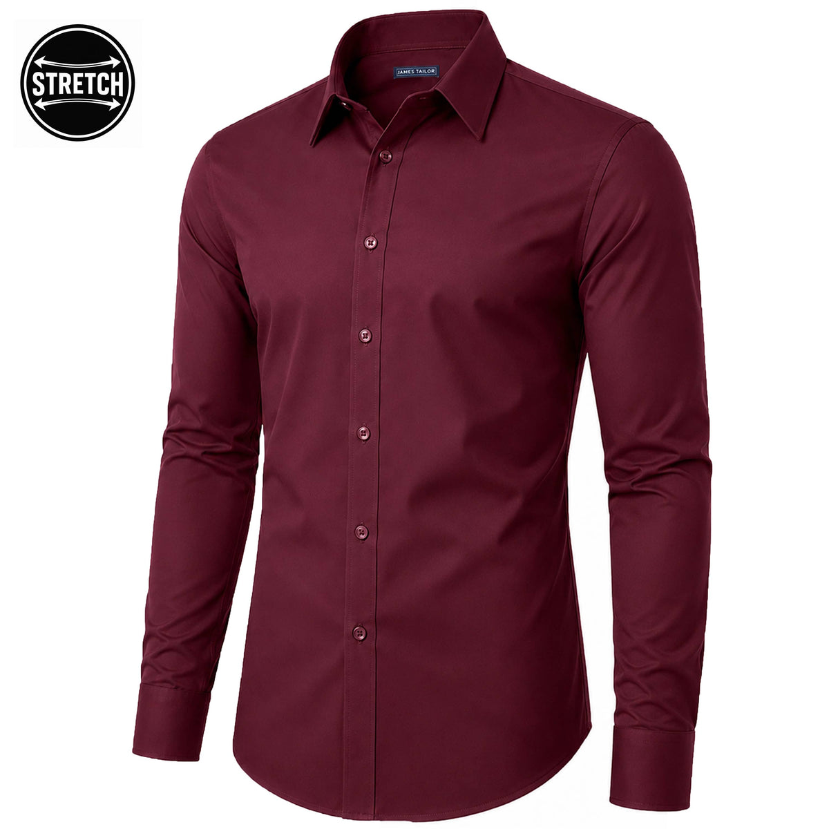 Men's Long Sleeve Untucked Stretch Dress Shirt (S-3XL): White / L