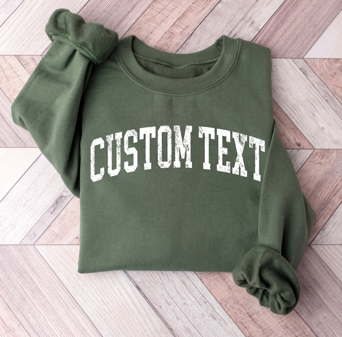 Custom Text Crewneck Sweatshirt Personalized Logo Sweatshirt: Sport Gray / XL