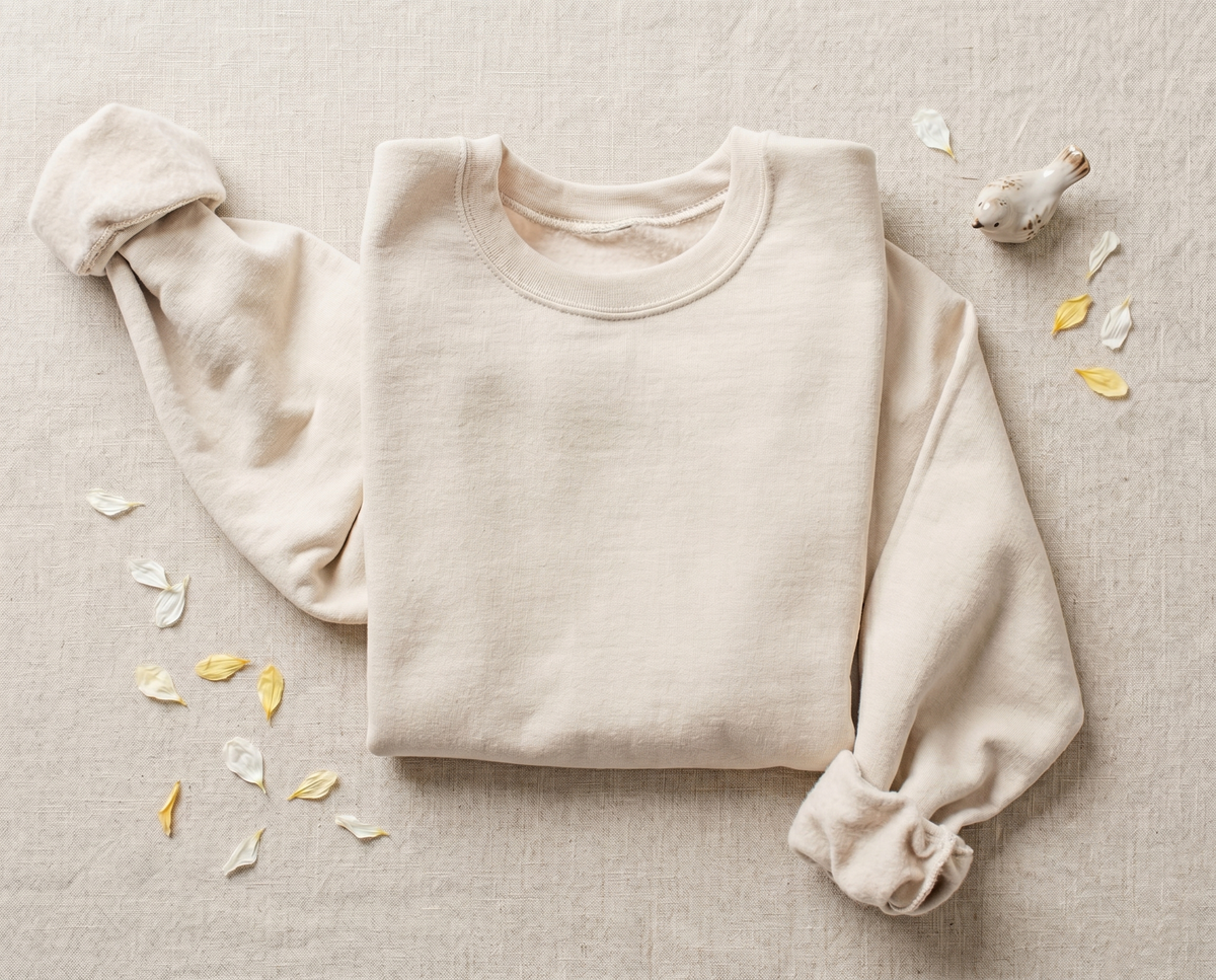 Custom Text Crewneck Sweatshirt Personalized Logo Sweatshirt: Sand / XL