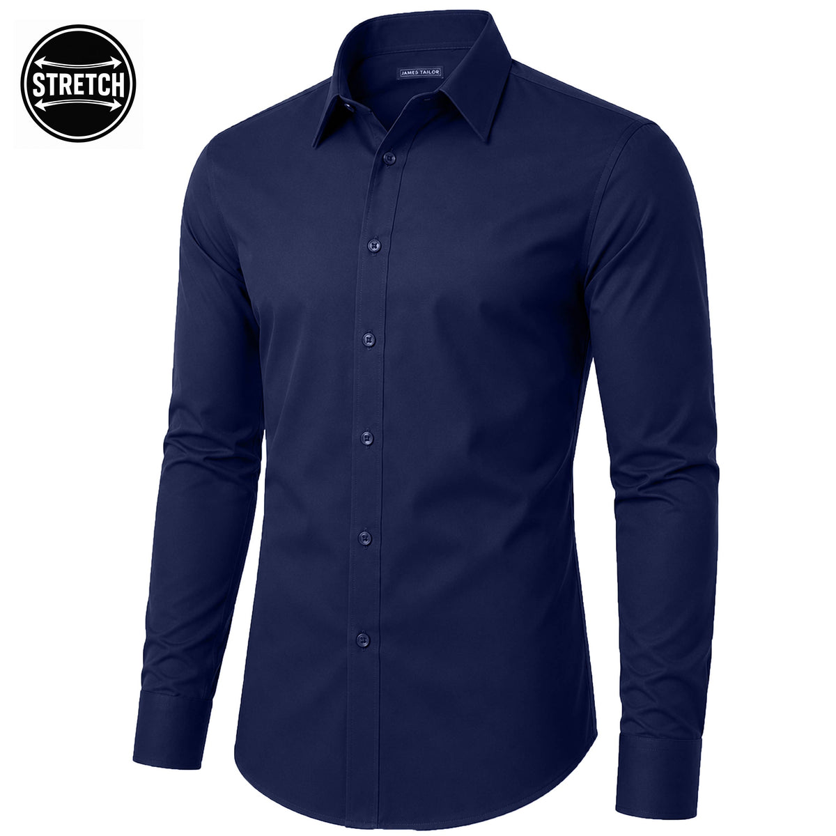Men's Long Sleeve Untucked Stretch Dress Shirt (S-3XL): White / M