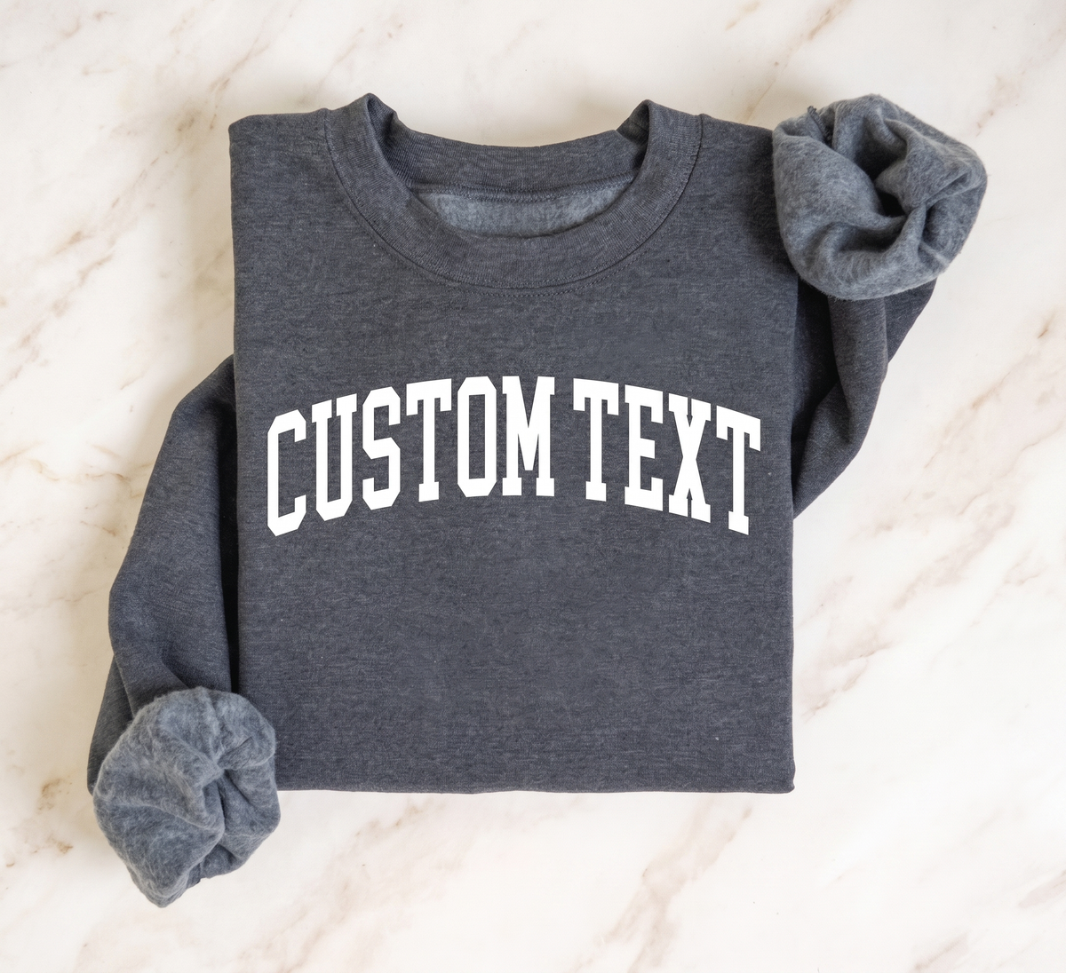 Custom Text Crewneck Sweatshirt Personalized Logo Sweatshirt: Sport Gray / M