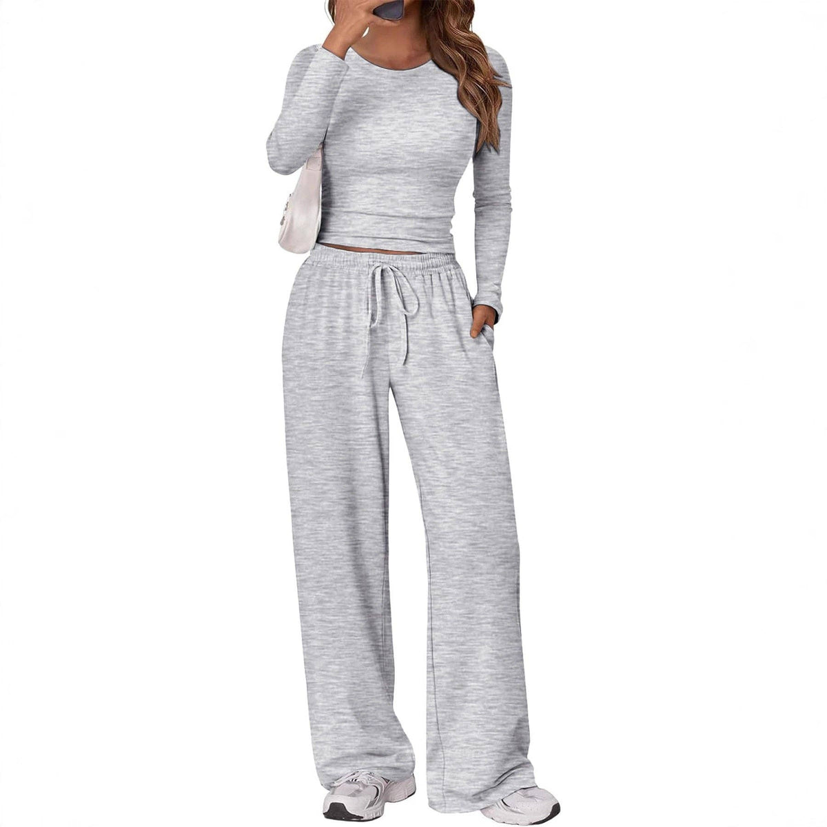 Casual Sportswear Yoga Set Long Sleeve: WINE RED / M
