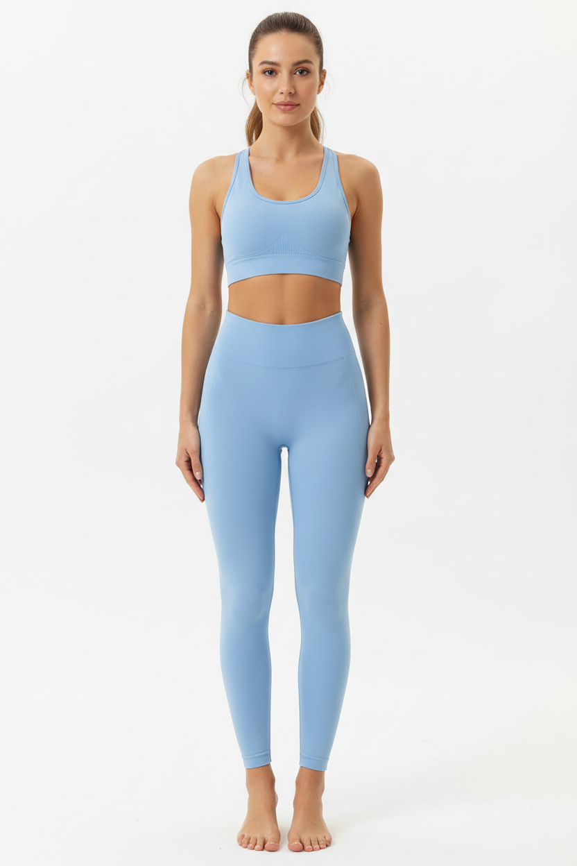 Seamless Yoga Set - Light Blue