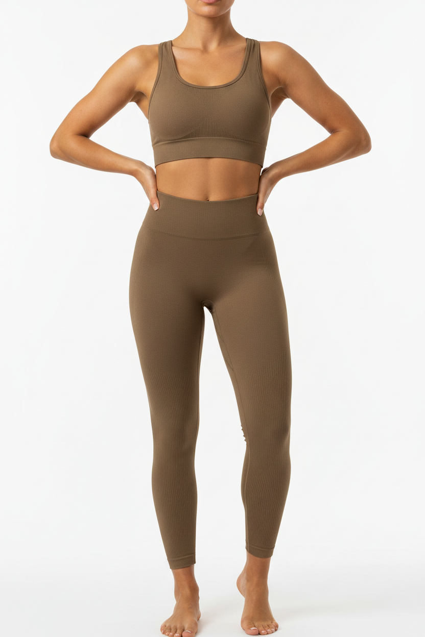 Seamless Yoga Set - Brown Khaki