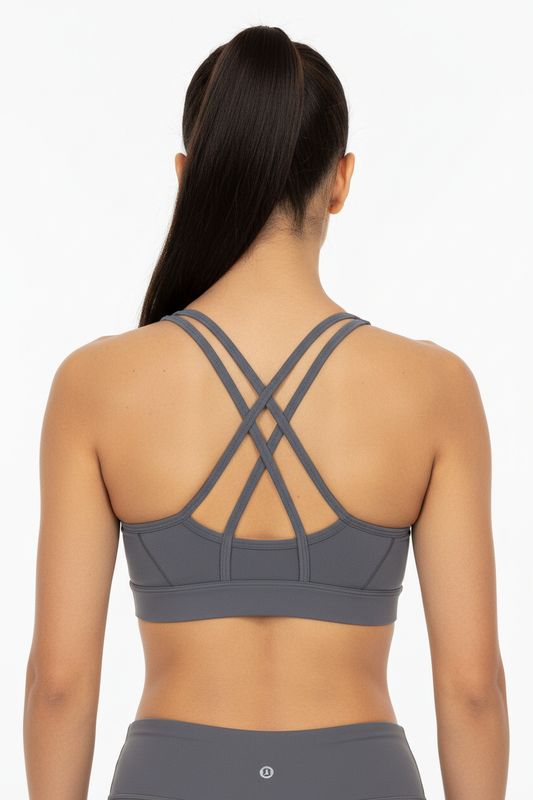 Women's Criss-Cross Back Sports Bra - Grey