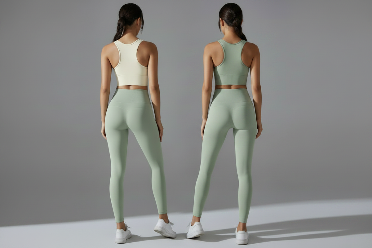 Green Grey Seamless Yoga Set