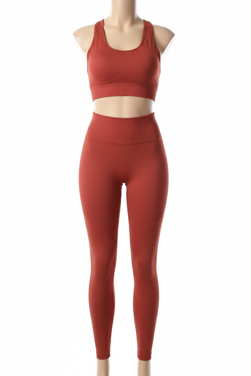 Seamless Yoga Set - Rust Red