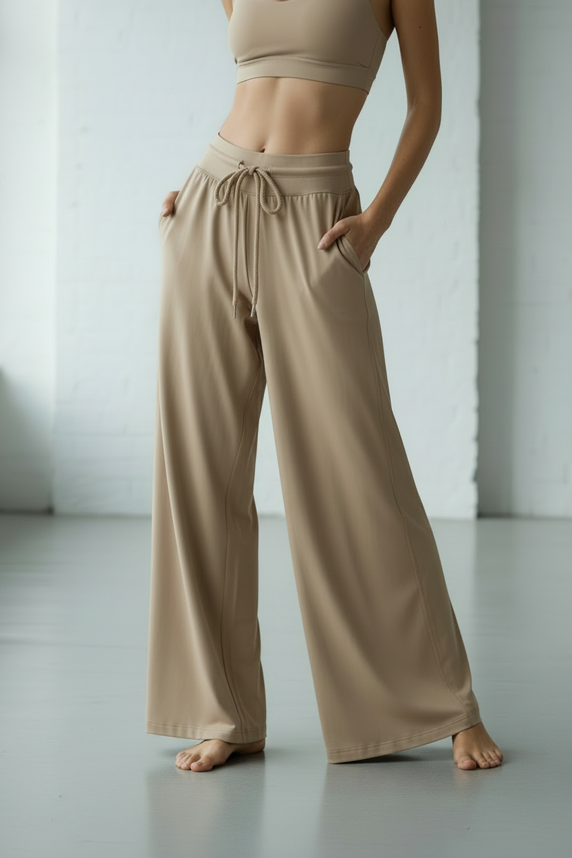Women Wide Leg Yoga Trousers - Waist Down Only